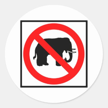 No Elephants Highway Sign Classic Round Sticker by wesleyowns at Zazzle