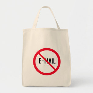 No Email Red Circle Sign   Grocery Tote Bag