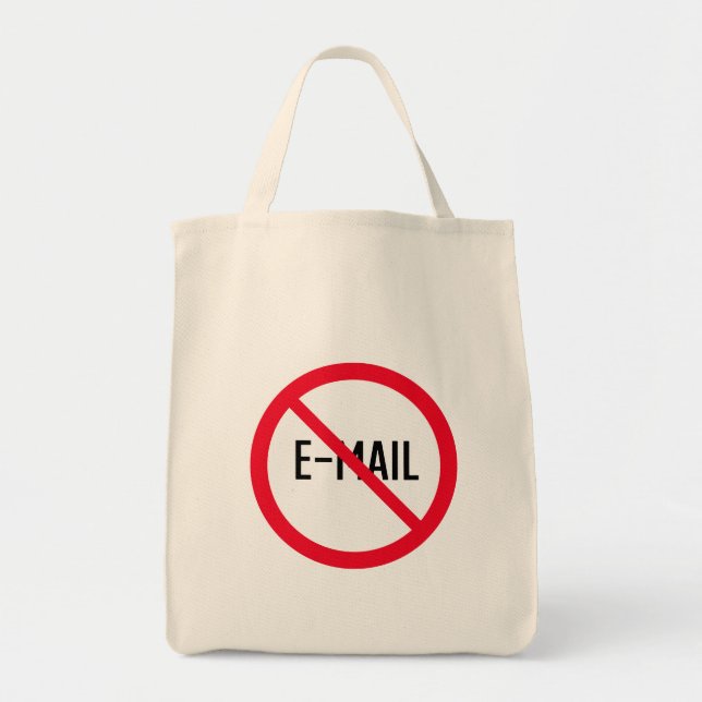 No Email Red Circle Sign | Grocery Tote Bag (Front)