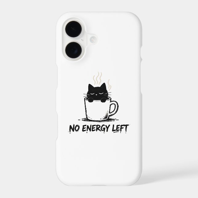 NO ENERGY LEFT” Sleepy Cat in Coffee Mug – Minimal Case-Mate iPhone Case (Back)