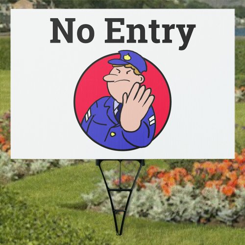No Entry Sign with Security Guard Image