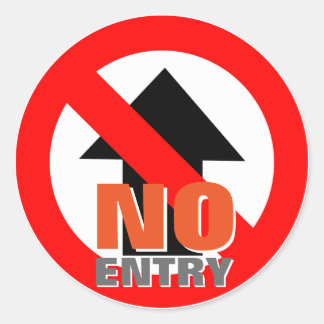 No Entry Warning Sign Classic Round Sticker