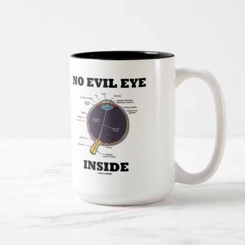 No Evil Eye Inside Anatomical Eyeball Humor Two_Tone Coffee Mug