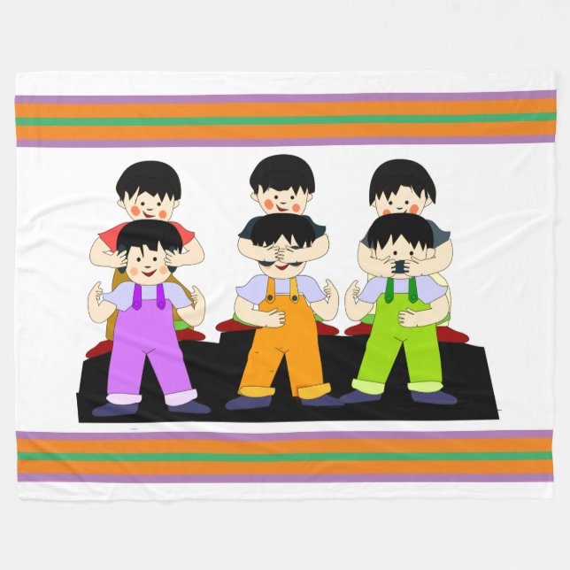 No Evil Kids Fleece Blanket (Front (Horizontal))