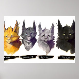 No Evil Warrior Cats Power of Three Illustration Poster
