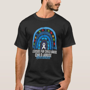 No Excuse For Child Abuse Awareness Leopard Rainbo T-Shirt