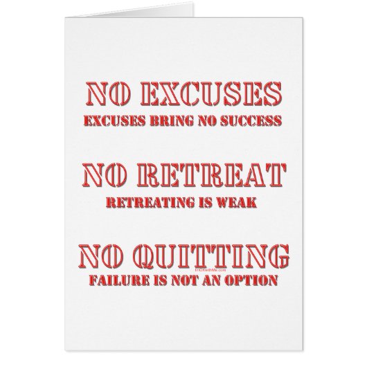 No Excuses. Cards (Front)
