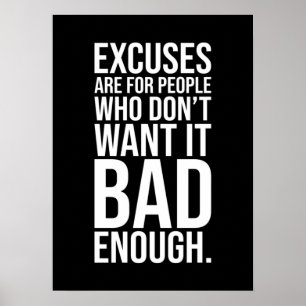 No Excuses - Gym, Hustle, Success, Motivational Po Poster