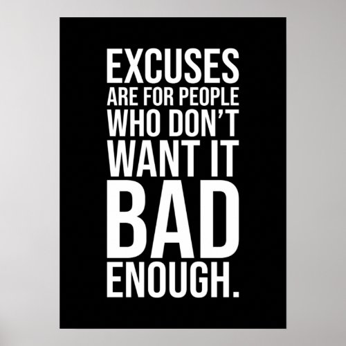 No Excuses _ Gym Hustle Success Motivational Po Poster