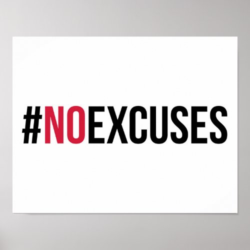 No Excuses Gym Quote Poster