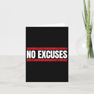 No Excuses Inspirational Saying Motivational Gym W Card