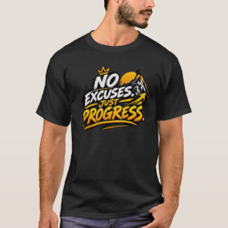 No Excuses Just Progress Mountain Motivation T-Shirt
