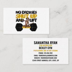 No Excuses Monkey, Personal trainer/Gym Instructor Business Card