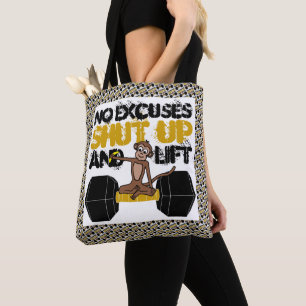 No Excuses Monkey Tote Bag