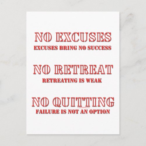 No Excuses Postcard