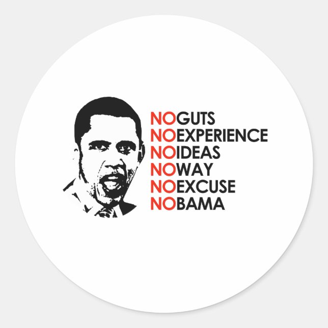 NO EXPERIENCE, NO OBAMA CLASSIC ROUND STICKER (Front)
