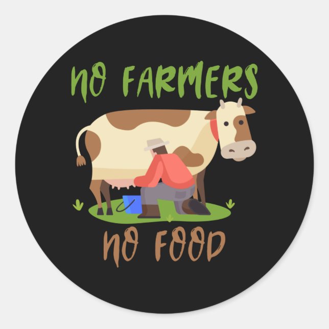 No Farmers No Food Classic Round Sticker (Front)