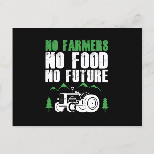 No Farmers No Food No Future Farm Farming Tractor  Postcard