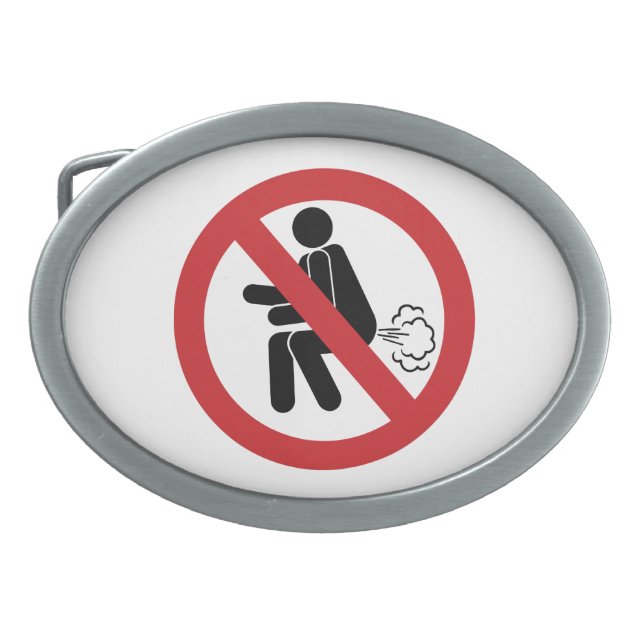 NO Farting ⚠ Funny Thai Toilet Sign ⚠ Belt Buckle (Front)