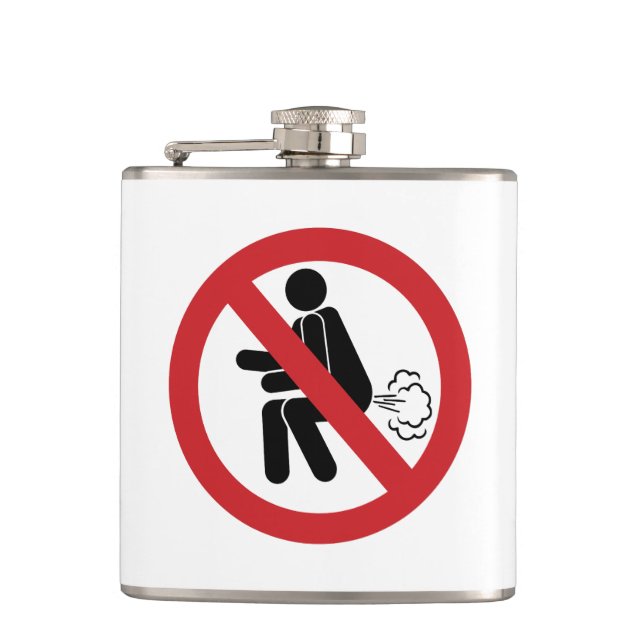 NO Farting ⚠ Funny Thai Toilet Sign ⚠ Flask (Front)