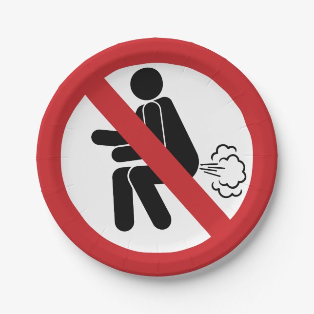 NO Farting ⚠ Funny Thai Toilet Sign ⚠ Paper Plates (Front)