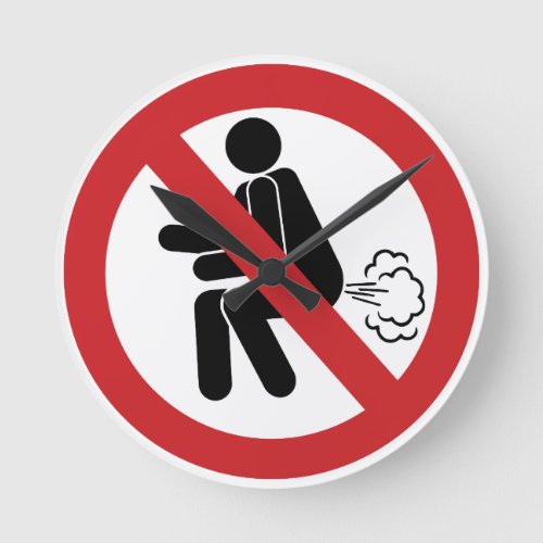 NO Farting  Funny Thai Toilet Sign  Round Clock