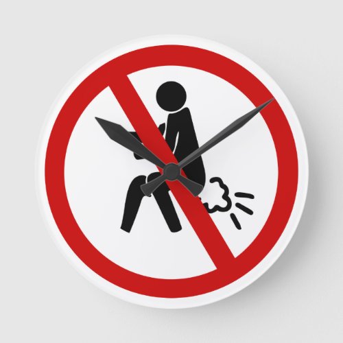 NO Farting  Funny Thai Toilet Sign  Round Clock