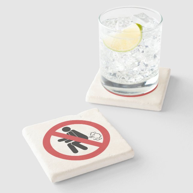 NO Farting ⚠ Funny Thai Toilet Sign ⚠ Stone Coaster (Side)