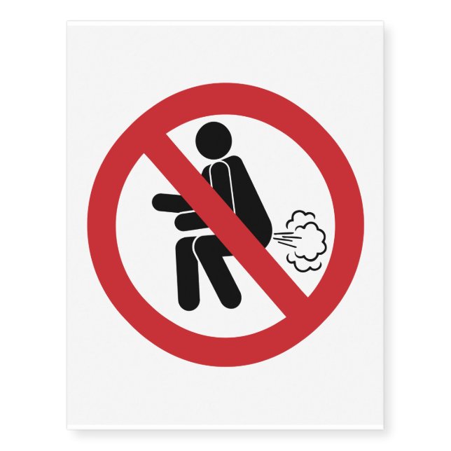 NO Farting ⚠ Funny Thai Toilet Sign ⚠ Temporary Tattoos (Front)