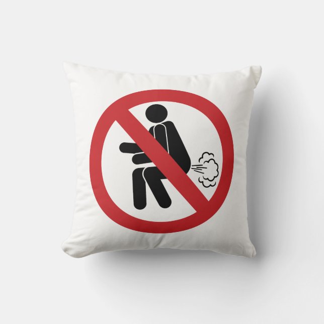 NO Farting ⚠ Funny Thai Toilet Sign ⚠ Throw Pillow (Front)