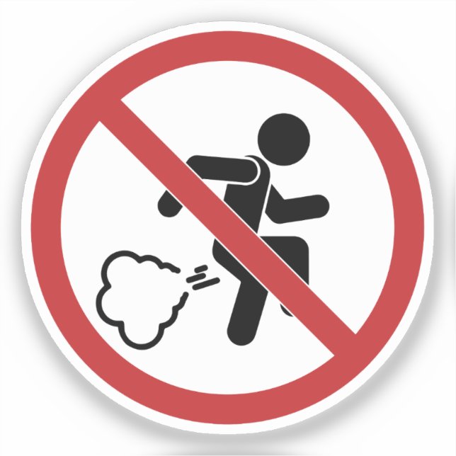 No Farting Prohibition Sign Sticker (Front)