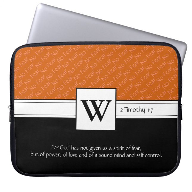 NO FEAR Christian Scripture Bible Monogram Laptop Laptop Sleeve (Front)