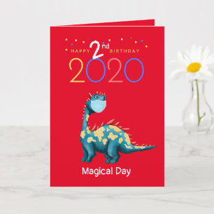 No Fear DRAGON in Facemask Kids Birthday Card