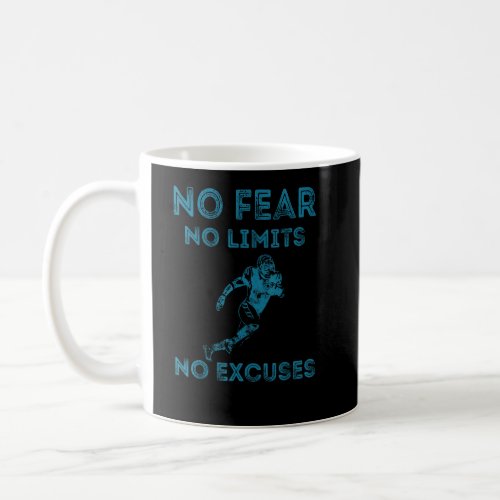 No Fear No Limits No Excuses Motivational Football Coffee Mug