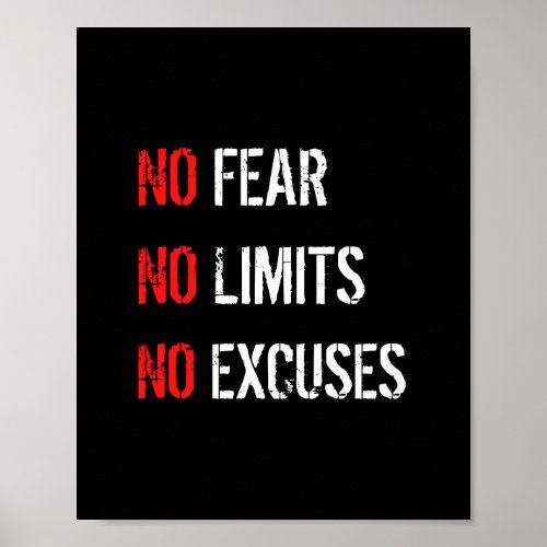 No Fear No Limits No Excuses Poster