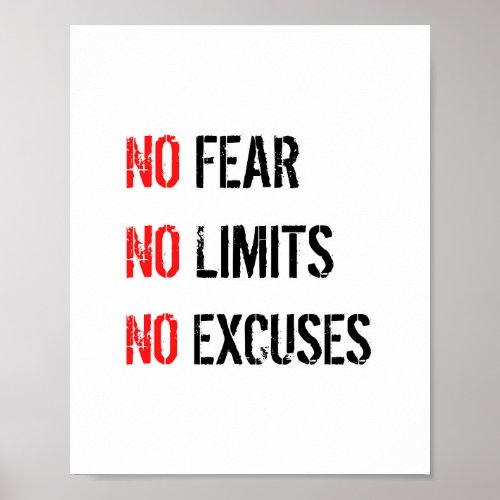 No Fear No Limits No Excuses Poster