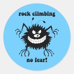 no fear rock climbing classic round sticker