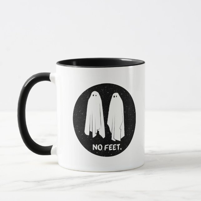 No Feet Ghosts Funny Geek Monochrome Mug (Left)