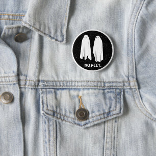 No Feet Ghosts Monochrome Geek Distressed Badge Pinback Button