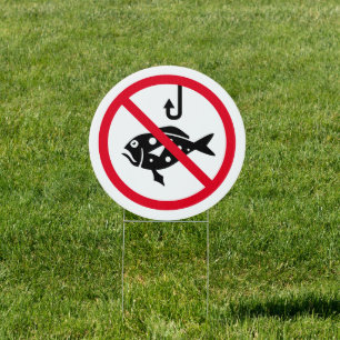 No fishing allowed prohibited forbidden round sign