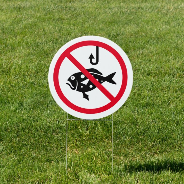 No fishing allowed prohibited forbidden round sign (Insitu)