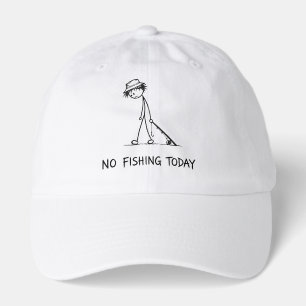 No Fishing Today Funny Sad Stick Figure Fisherman Hat