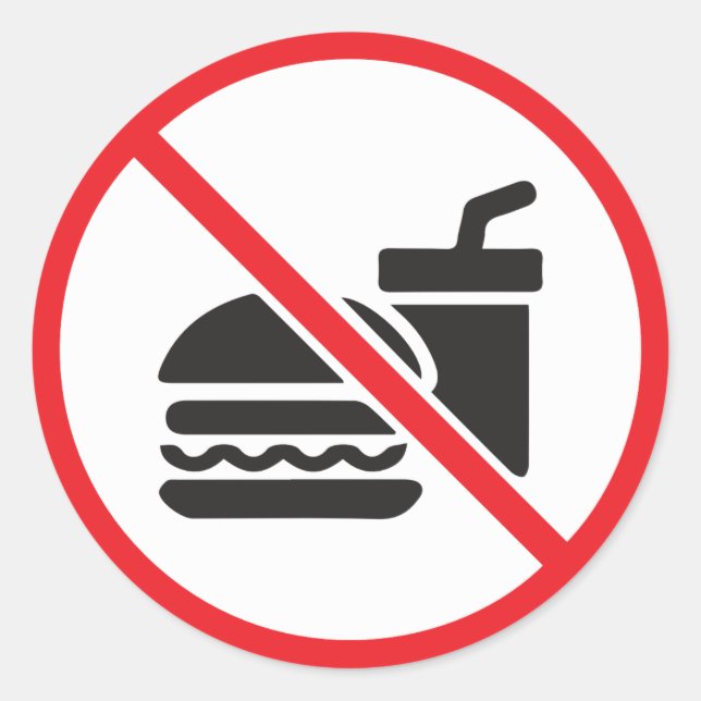 No Food or Drink Classic Round Sticker (Front)