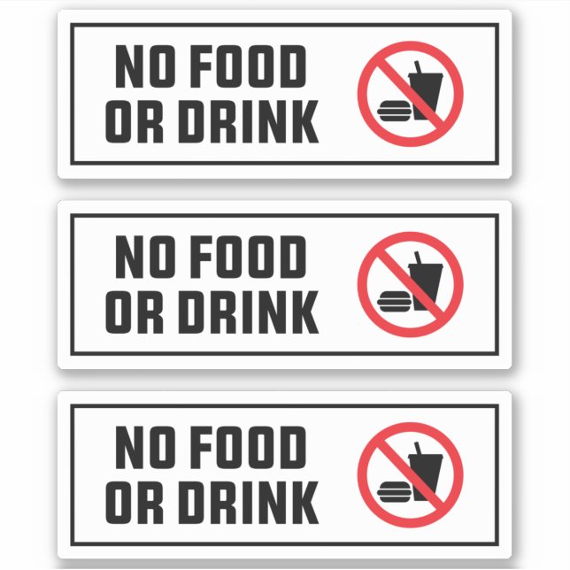No Food Or Drink Pack of 3 Sticker (Front)