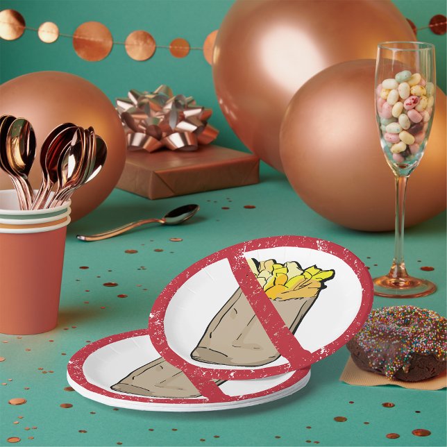 No Fries Sign Paper Plates (Creator Uploaded)