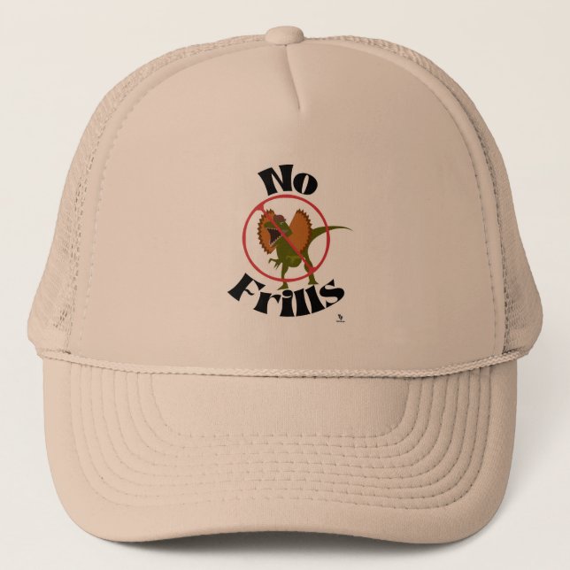 No Frills Dinosaur Cartoon Fun Jurassic Humor Trucker Hat (Front)