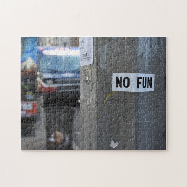 NO FUN Pole Graffiti Urban Photography New York NY Jigsaw Puzzle (Horizontal)