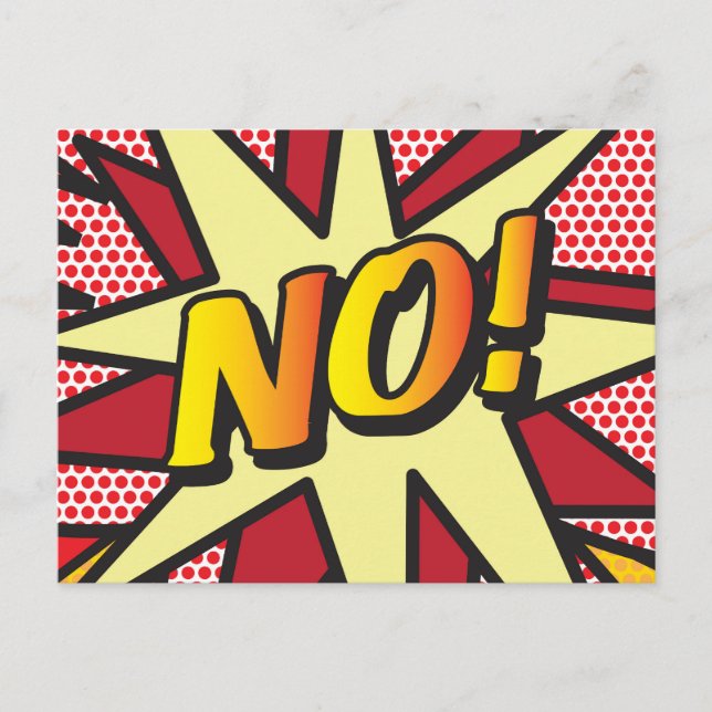 NO Fun Retro Comic Book Pop Art Announcement Postcard (Front)