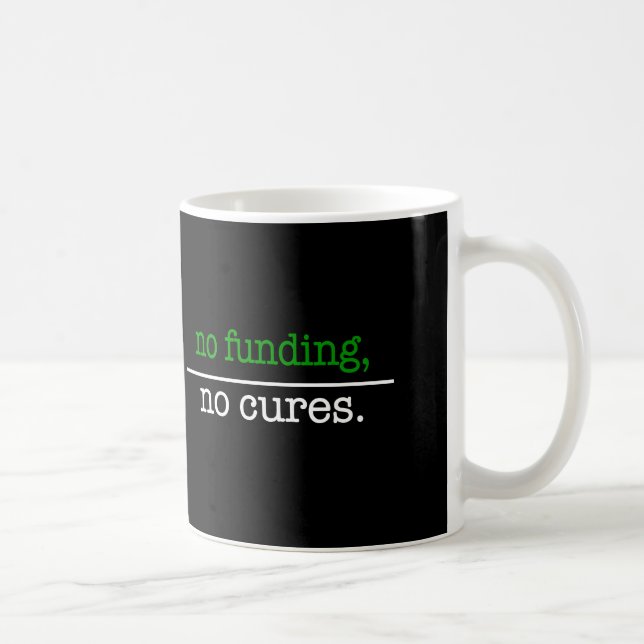 no funding, no cures coffee mug (Right)
