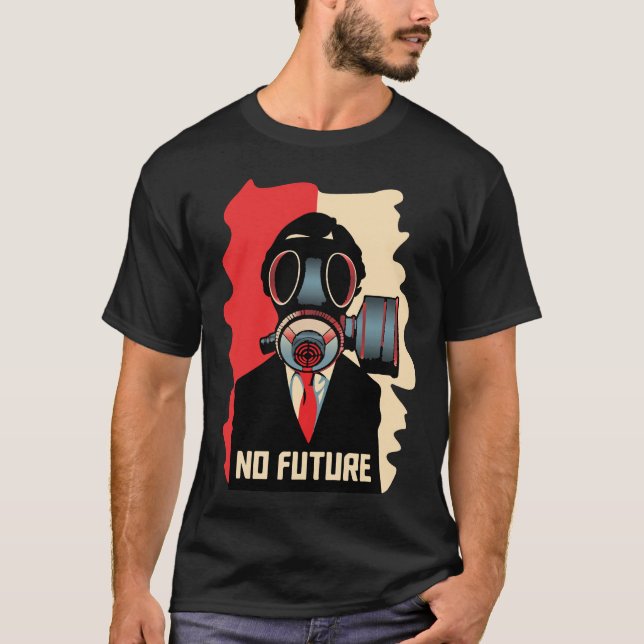 No Future Noir: The Gas Masked Man T-Shirt (Front)